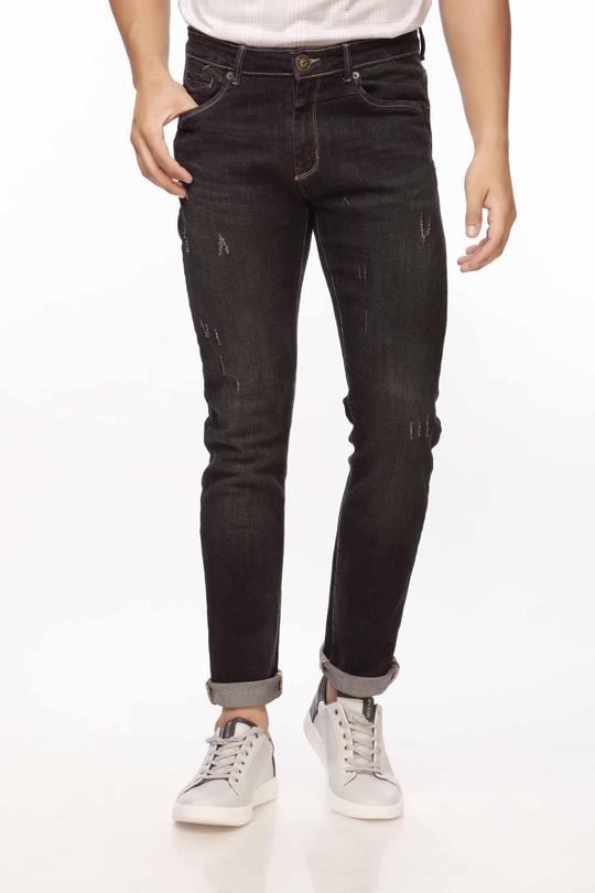 Black Faded Jeans With Damage Effect